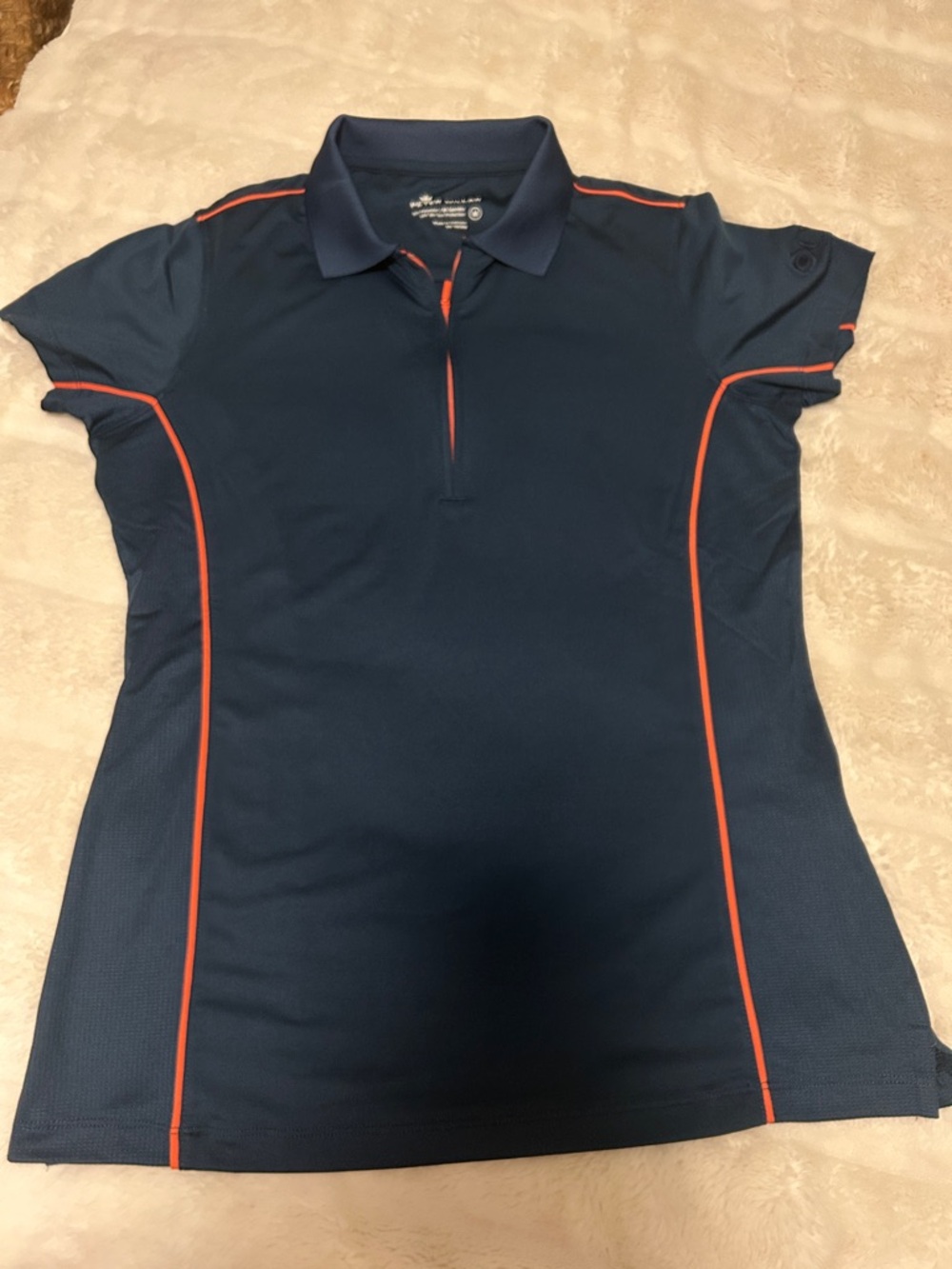 Peter Millar Navy Polo with Orange Piping